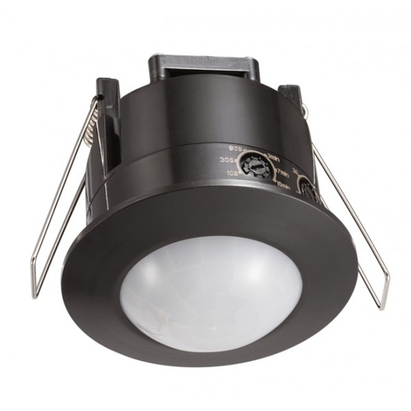 Detector de Movimiento IR y crepuscular Empotrar Techo 360g IP20 Negro