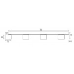 Foco superficie base lineal basculante y orientable Blanco para 4 Lámpara GU10