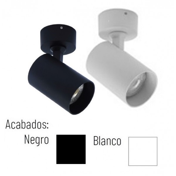 Foco LED superficie Base redonda LIM φ60*130mm Blanco ó Negro para Lámpara GU10