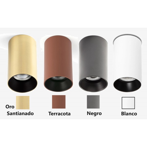 Foco LED superficie Redondo φ60*105mm Blanco, Negro, Terracota ó Oro para Lámpara GU10/MR16