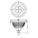 Lámpara LED AR111 GU10 9W Banco Cálido 60º Bridgelux