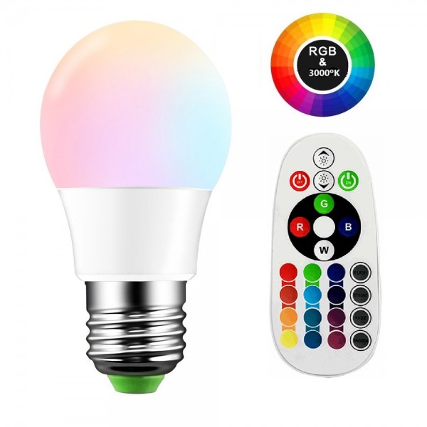 Lámpara LED Standard A70 E27 10W RGB-WW con mando distancia