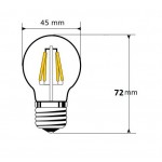 Lámpara LED Esferica Clara E27 6W Filamento 2700ºK