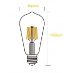 Lámpara LED Edison ST64 Gold E27 6W Filamento 2500ºK