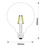 Lámpara LED Globo G125 Clara E27 Filamento 6W 850lm CCT Wifi+Bluetooth, para Smartphone y control voz