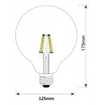 Lámpara LED Globo 125mm Clara E27 4W Filamento 2700ºK