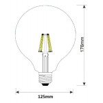 Lámpara LED Globo 125mm Clara Cupula Dorada E27 6W Filamento 2700ºK Regulable