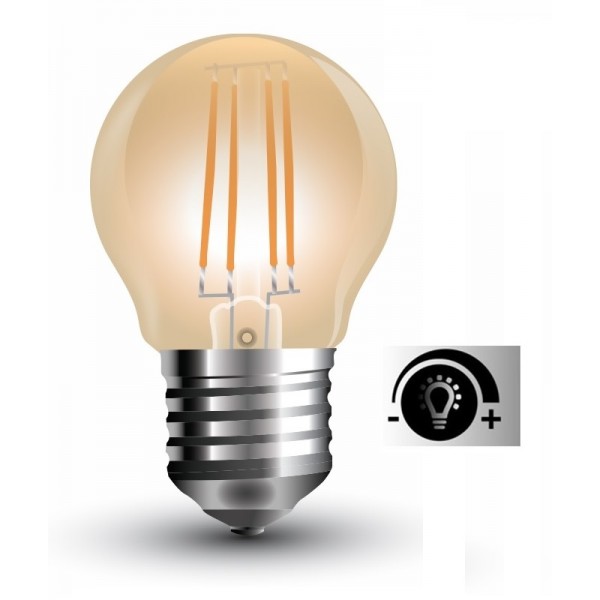 Lámpara LED Esferica Gold E27 4W Filamento 2200ºK Regulable