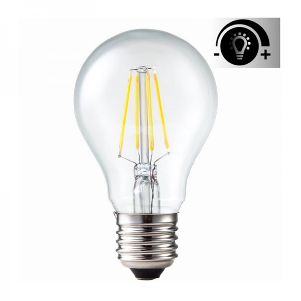 Lámpara LED Standard Clara E27 Filamento 7,5W 2500ºK 800lm Regulable