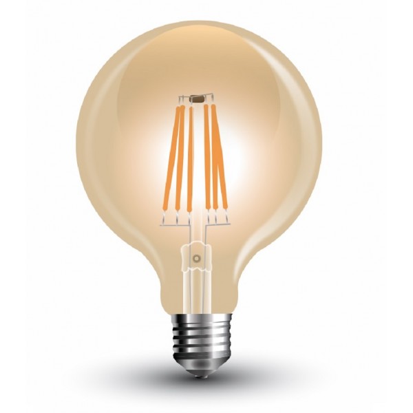 Lámpara LED Globo 125mm Gold E27 8W Filamento 2200ºK