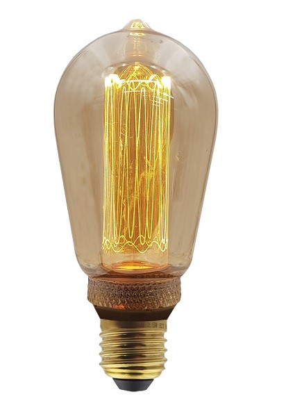 Lámpara LED Edison ST64 Gold E27 3,5W Filamento 1800ºK Filamento ZZ regulable