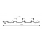 Guirnalda IP44 de 15mts. para 45 bombillas E27, separación 30cm entre portalámparas 