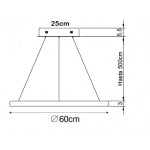 Lámpara Colgante Circular Aluminio ANELL 600mm LED 27W con cable y florón, en Blanco, Negro ó Dorado