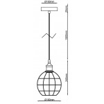 Lámpara Colgante Vintage estructura metálica redonda E27 con cable y florón