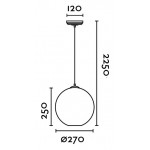 Lámpara Colgante Vintage Globo Cristal con p/lampara E27, cable y florón