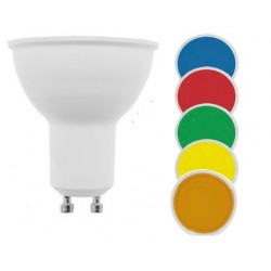 Lámpara LED GU10 SMD 5W 100º colores