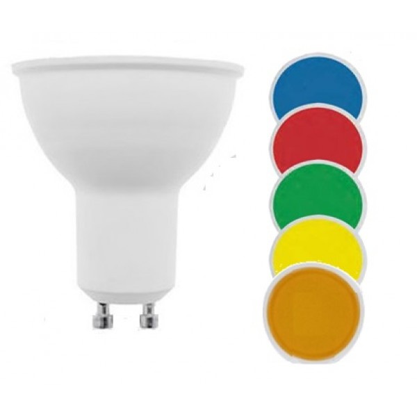 Lámpara LED GU10 SMD 5W 100º colores