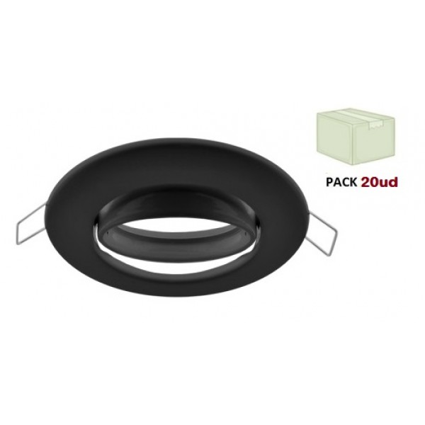 Foco basculante empotrar Negro 90mm, para Lámpara GU10/MR16, Caja 20ud a 2,30€/ud