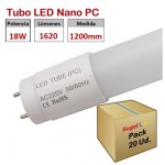 Tubo LED T8 1200mm Nano PC Eco 18W, conexión 1 lado, Caja de 20 ud x 5,00€/ud.