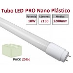 Tubo LED T8 1200mm Nano PC 18W, conexión 1 lado, Caja de 25 ud x 4,88€/ud.