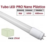 Tubo LED T8 600mm Nano PC 9W, conexión 1 lado, Caja de 25 ud x 4,96€ ud.