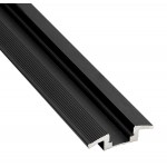 Perfil suelo aluminio anodizado Negro 38,1x10,08mm para tiras LED, barra 2 ó 3 Metros