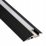 Perfil suelo aluminio anodizado Negro 57,1x10,80mm para tiras LED, barra 2 ó 3 Metros