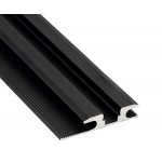Perfil suelo aluminio anodizado Negro 63,50x12,7mm para tiras LED, barra 2 ó 3 Metros