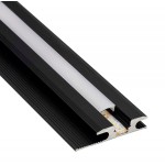 Perfil suelo aluminio anodizado Negro 63,50x12,7mm para tiras LED, barra 2 ó 3 Metros