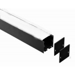 Perfil Aluminio anodizado Negro Superficie Colgar 35x35mm. para tiras LED, barra 2 Metros -completo-