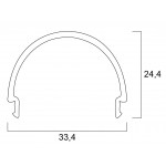 Difusor Opal redondo para perfil Aluminio Anodizado PS3312, barra de 3 Metros