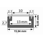 Perfil Superficie aluminio anodizado ECO 16x9mm. PS1609AEK - Completo -