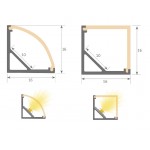 Difusor Opal Curvo Perfil Aluminio Angulo 16x16mm., barra 3 Metros