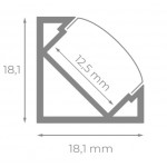 Perfil Aluminio Angulo 18x18mm. ECO para tiras LED, barra 2 Metros -Completo-