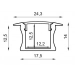 Perfil Aluminio Empotrar LINE 24x14mm. para tiras LED, barra de 3 Metros