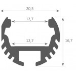 Perfil Aluminio anodizado Redondo 21x17mm. para tiras LED, barra 2 Metros -completo- (a 14,00€/mt.) Acabado Blanco