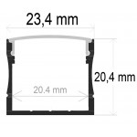 Perfil Aluminio Superficie 23,4x20mm. para tiras LED, barra 2 metros -Completo- (a 8,00€/mt)