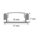 Perfil Aluminio Superficie ECO4 17x7mm. para tiras LED, barra de 2 Metros -completo- Plata, Blanco ó Negro (a 2,95€/m)