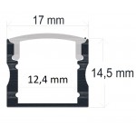 Perfil Aluminio Superficie ECO Plata 17x14,5mm. para tiras LED, barra de 2 Metros - completo- (a 7,50€/mt)