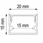 Perfil Aluminio Superficie ECO 20x15mm. para tiras LED, barra 2 metros -Completo-