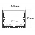 Perfil Aluminio Superficie 35,3x25mm. para tiras LED, barra 2 metros -Completo-