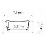 Perfil Aluminio Superficie LINE 17,5x7mm. para tiras LED, barra de 2 Metros
