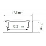 Perfil Aluminio Superficie Blanco LINE 17,5x7mm. para tiras LED, barra de 3 Metros