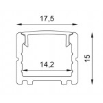 Perfil Aluminio Superficie LINE 17,5x15mm. para tiras LED, barra de 2 Metros