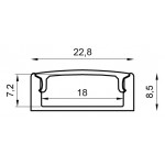 Perfil Aluminio Blanco Superficie 22,8x8,5mm. para tiras LED, barra 3 metros