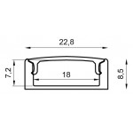 Perfil Aluminio Blanco Superficie 22,8x8,5mm. para tiras LED, barra 2 metros