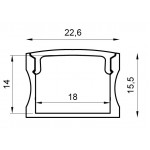 Perfil Aluminio Blanco Superficie 22,6x15,5mm. para tiras LED, barra 2 metros