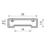 Perfil de aluminio Plata Superficie 25x7,5mm. Barra de 3 metros