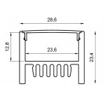 Perfil de aluminio Negro Superficie 28,6x23,4mm. para tiras LED, barra 3 metros