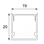 Perfil superficie aluminio Blanco U 19x20mm para tiras LED, barra 2 Metros